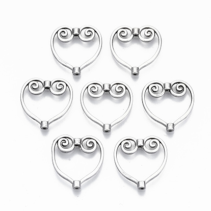Tibetan Style Alloy Bead Frames, Heart, Cadmium Free & Lead Free
