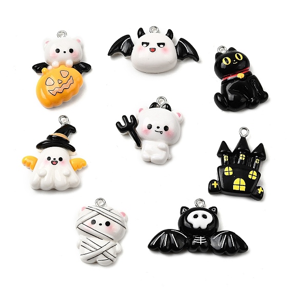 Подвески из непрозрачной смолы на Хэллоуин, с железной платиной петлей