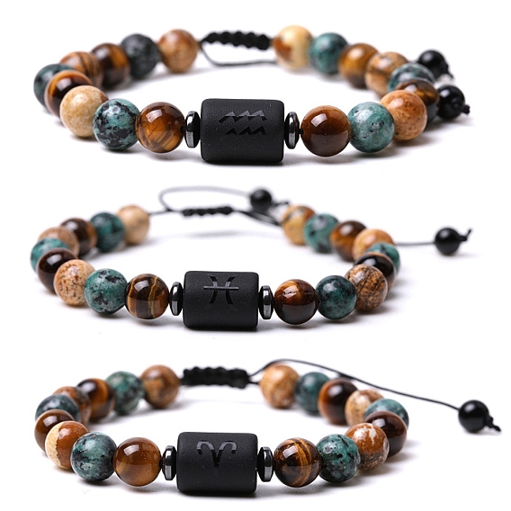 Bracelets de perles tressées en pierres précieuses naturelles, bracelet constellation en verre