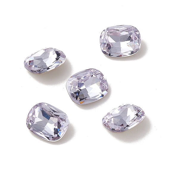 K9 Glass Rhinestone Cabochons, Pointed Back & Back Plated, Octagon Rectangle