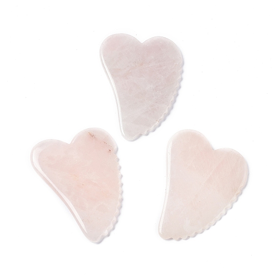 Natural Rose Quartz Gua Sha Boards, Scraping Massage Tools, Gua Sha Tool for Facial Body Relief, Heart Shape