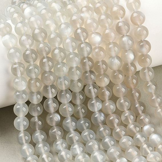 Натуральный белый лунный камень бисер пряди, круглые