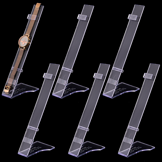 Акриловые подставки для одиночных часов с наклонной спинкой, Подставка для стойки для дисплея браслета для использования на прилавке/витрине, прямоугольные