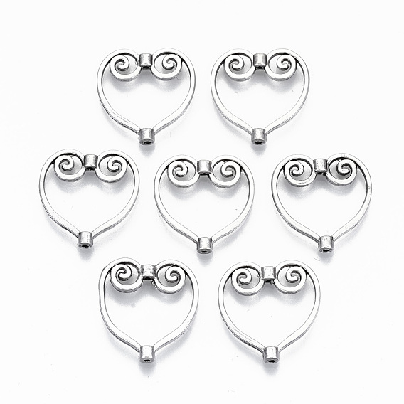 Tibetan Style Alloy Bead Frames, Heart, Cadmium Free & Lead Free