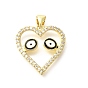 Кулоны с эмалью из латуни с прозрачным кубическим цирконием, сердце с глазами подвески