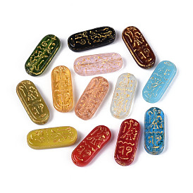 Краска для выпечки и стеклянные бусины, инкрустированные золотым металлом, овал с руной