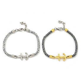 Браслеты из синтетического немагнитного гематита из бисера, якорь 304 браслеты со звеньями из нержавеющей стали для мужчин и женщин