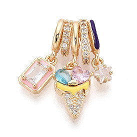 Латунные микро проложить кубического циркония подвески, с эмалью, мороженое