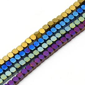 Electroplate Non-magnetic Synthetic Hematite Beads Strands, Faceted, Matte, Cube