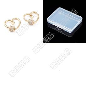 BENECREAT Brass Micro Pave Clear Cubic Zirconia Screw Carabiner Lock Charms, for Necklaces Making, Long-Lasting Plated, Heart