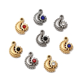 304 подвески из нержавеющей стали со стразами, луна с солнечными чарами