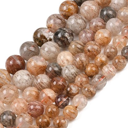 Натуральные многослойные нити из кварцевых бусин лодолита, круглые