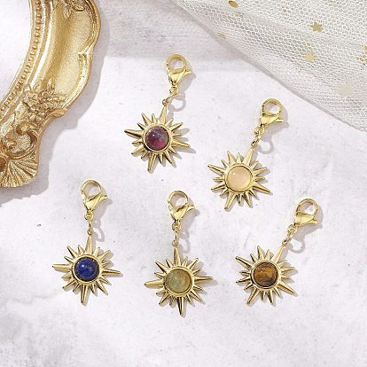 Подвеска в виде солнца из натурального тигрового глаза, розового кварца, лазурита, зеленого авантюрина и аметиста, подвески с застежкой-клешней в виде лобстера для украшений сумок