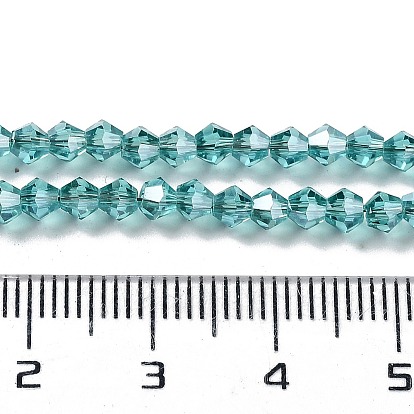 Electroplate Glass Beads Strands, Half Plated, Faceted, Bicone