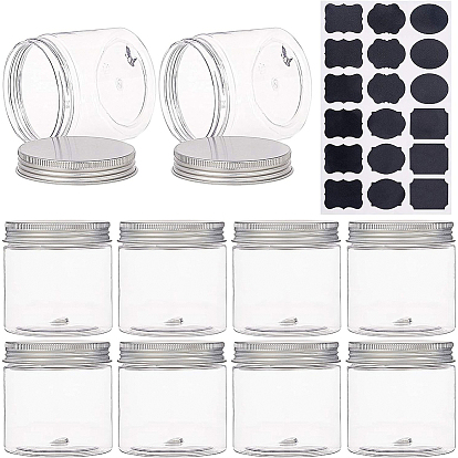 Пластиковые пустые косметические контейнеры, с алюминиевыми винтовыми крышками, с наклейками на доске