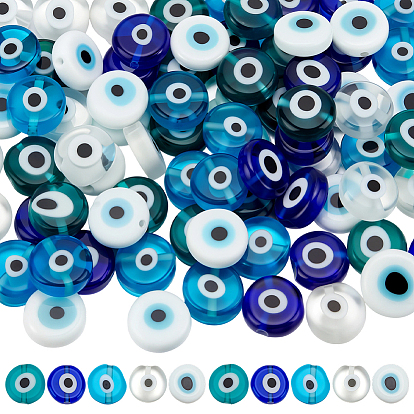 100 шт 5 цвета ручной работы бусины лэмпворк сглаза, плоско-круглые