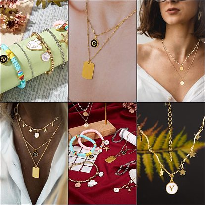 Golden Plated Alloy Enamel Charms, Enamelled Sequins, Cadmium Free & Lead Free, Flat Round with Alphabet, Letter A~Z
