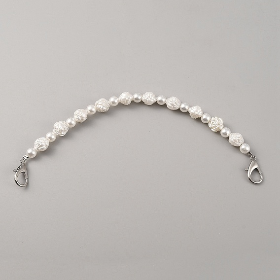 Пластиковые ручки сумки с имитацией жемчуга, круглые и розовые бусы, с цинковым сплавом застежками омаров коготь