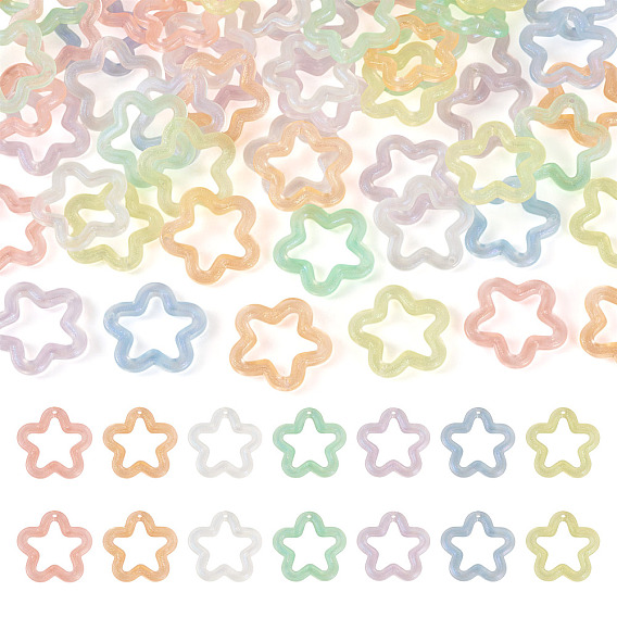 70шт 7 цвета прозрачные светящиеся акриловые подвески, с блеском порошок, звезда