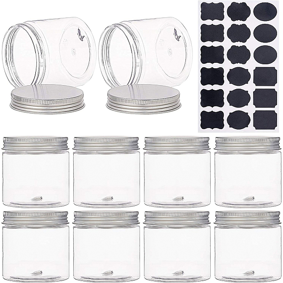 Пластиковые пустые косметические контейнеры, с алюминиевыми винтовыми крышками, с наклейками на доске