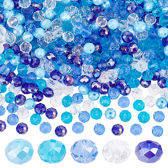 500 шт 5 стиль гальванических стеклянных бусин, граненые, рондель, прозрачный и ab цветной и непрозрачный