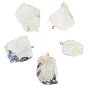 5Pcs Electroplate Natural Moonstone Pendants, with Golden Tone Brass Findings, Nuggets