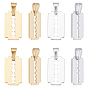 8Pcs 2 Colors 304 Stainless Steel Pendants, Razor Blade Shape