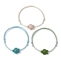3шт 3 цвета синтетический бирюзовый черепаха плетеные браслеты из бусин набор, регулируемые штабелируемые браслеты с вощеными полиэфирными шнурами