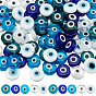 100 Stk. 5 Farben handgemachte böse Augen Lampwork Perlen, Flachrund