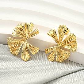 Серьги-гвоздики из латуни с листьями гинкго, стойки покрытие, долговечный, без кадмия и без свинца