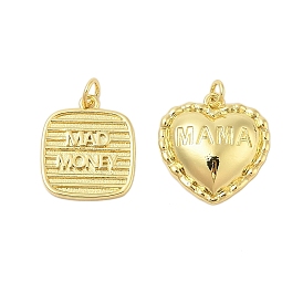 Real 18K Gold Plated Rack Plating Brass Pendants, Long-Lasting Plated, Lead Free & Cadmium Free