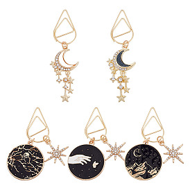 5металлические скрепки для бумаг, Сплав с подвесками, плоский круглый и лунный