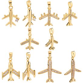 10 шт 5 стили латунные подвески из микропаве с фианитом, прелести самолета
