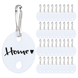 120Pcs PP Plastic Key Chain Tags, with Iron Snap Hooks, Double Sided Writable Tags, Flat Round