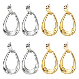 4 пары 2 цвета цинкового сплава серьги-гвоздики с подвесками, полая слеза