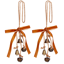 2 шт. нейлоновые и железные колокольчики подвесные украшения, с джутовым шнуром для елочных украшений