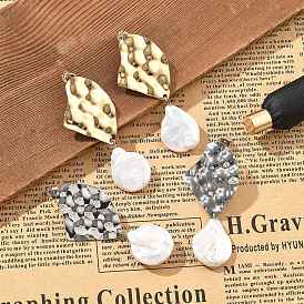 304 из нержавеющей стали болтаться серьги, с жемчугом оболочки, ионное покрытие (ip), слеза