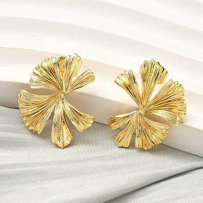 Серьги-гвоздики из латуни с листьями гинкго, стойки покрытие, долговечный, без кадмия и без свинца