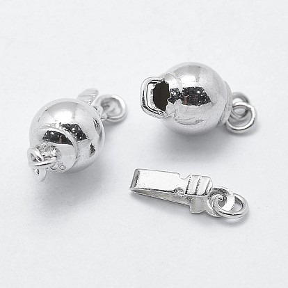 925 Sterling Silver Box Clasps, with 925 Stamp, Round