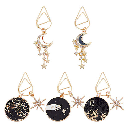 5металлические скрепки для бумаг, Сплав с подвесками, плоский круглый и лунный