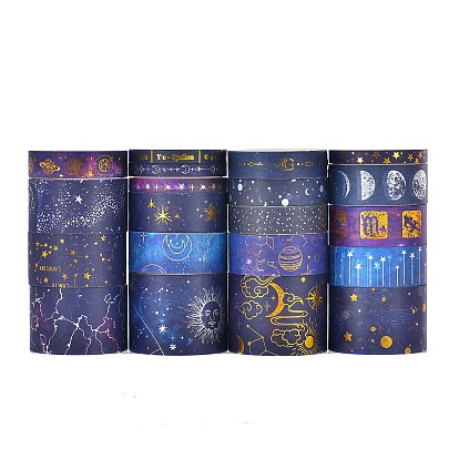 20 Rolls Universe Theme Paper Decorative Roll Tape, for Card-Making, Scrapbooking, Diary, Planner, Envelope & Notebooks