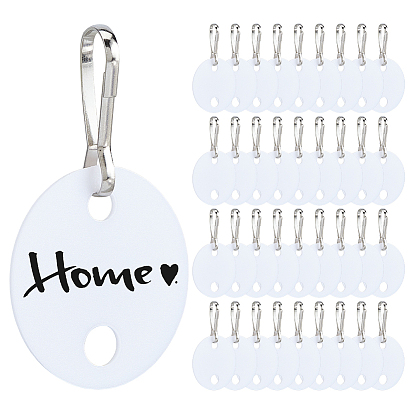 120Pcs PP Plastic Key Chain Tags, with Iron Snap Hooks, Double Sided Writable Tags, Flat Round