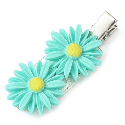 Cute Daisy Resin Alligator Hair Clips, with Alloy & Plastic Chips, for Girls