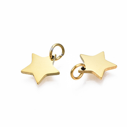 304 Stainless Steel Charms, with Jump Ring, Star