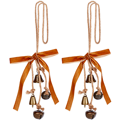 2 шт. нейлоновые и железные колокольчики подвесные украшения, с джутовым шнуром для елочных украшений