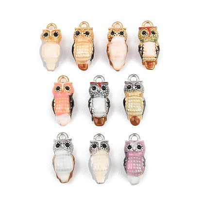 Laiton émail pendentifs, charmes hibou