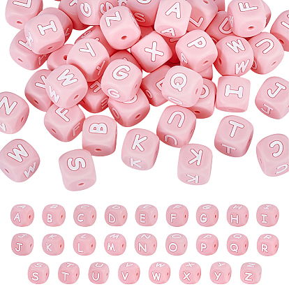 78 piezas 26 estilos perlas de silicona, cubo, rosa, cuentas focales