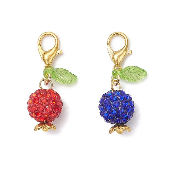 2 шт. подвесные украшения из полимерной глины со стразами, Сплав с застежками, круглые