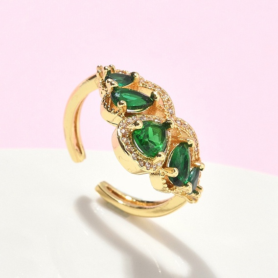 Регулируемые манжетные кольца с микропаве из кубического циркония из латуни, корона, со стеклом