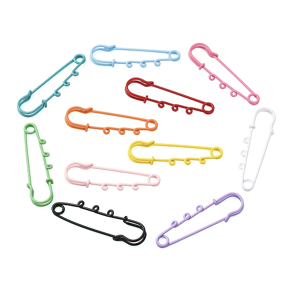 Spray Paint Iron Brooch Findings, 3-Holes Kilt Pins for Lapel Pins Makings